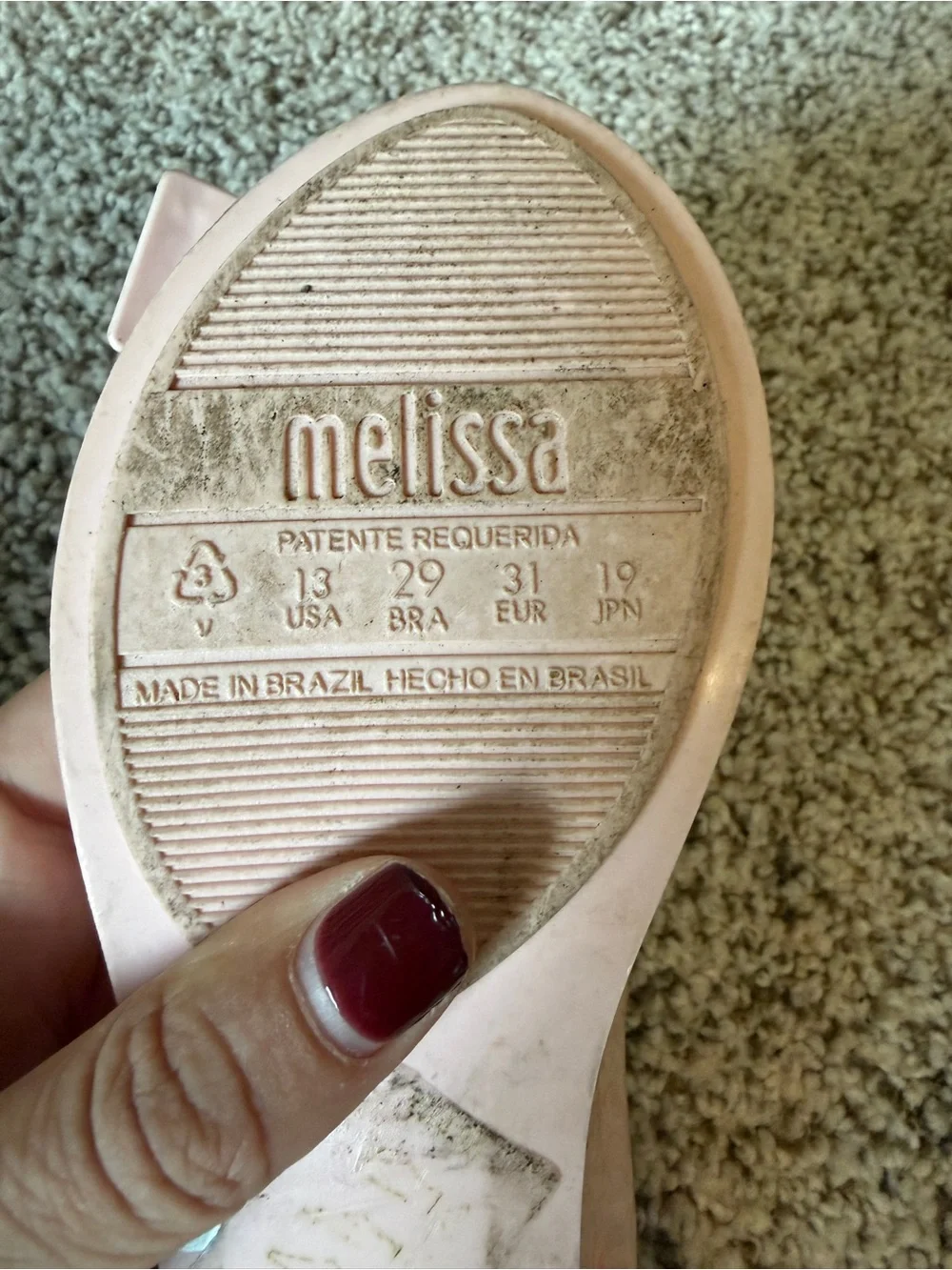 Mini Melissa Pink Bow Peep-Toe Flats with Gold Accent